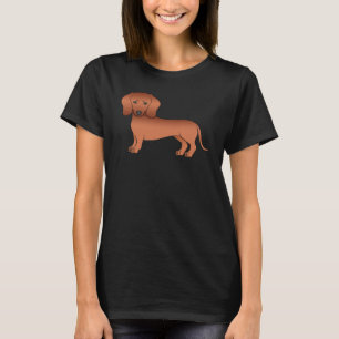 Red Smooth Coat Dachshund Cute Cartoon Dog T-Shirt