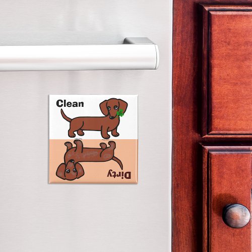 Red Smooth Dachshund 2 Dirty  Clean Magnet