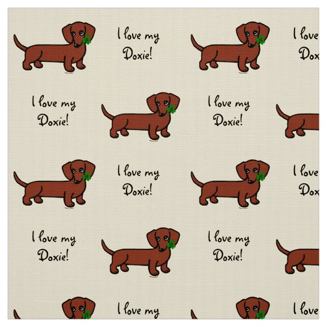 Red Smooth Dachshund 2 Fabric (Swatch)