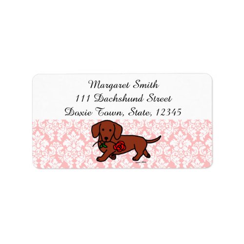 Red Smooth Dachshund and Rose Address Labels