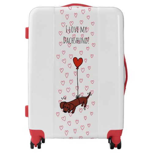 Red Smooth Dachshund Heart Balloon Luggage
