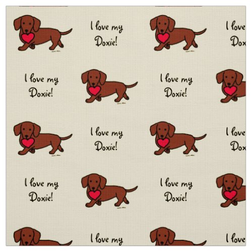 Red Smooth Dachshund Heart Fabric