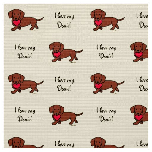 Red Smooth Dachshund Heart Fabric
