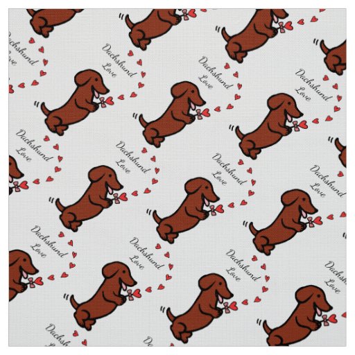 Red Smooth Dachshund Love Fabric