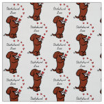 Red Smooth Dachshund Love Fabric