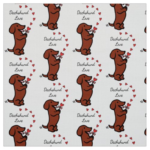 Red Smooth Dachshund Love Fabric