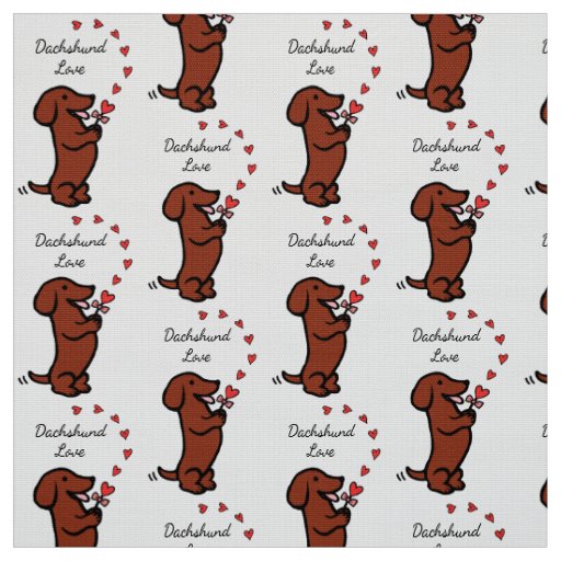 Red Smooth Dachshund Love Fabric