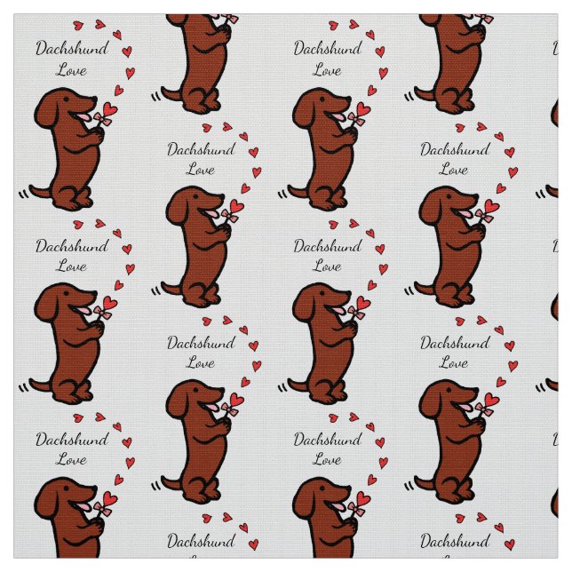 Red Smooth Dachshund Love Fabric (Swatch)