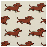 Red Smooth Dachshund Running Fabric