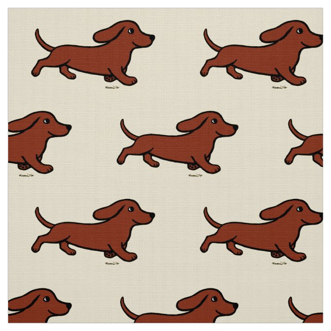 Red Smooth Dachshund Running Fabric (Swatch)