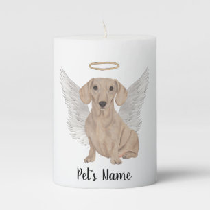 Red Smooth Dachshund Sympathy Memorial Pillar Candle