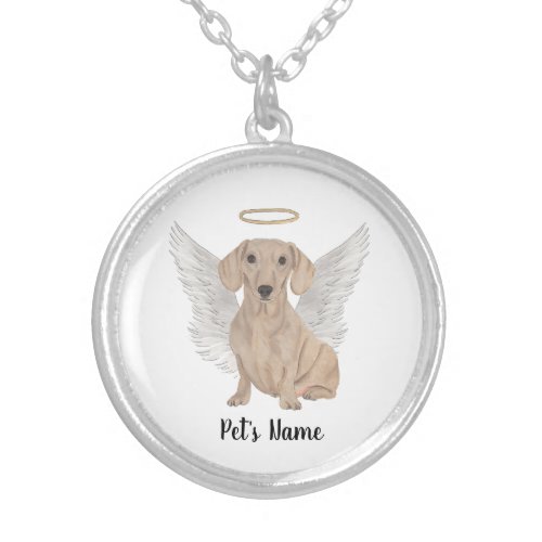 Red Smooth Dachshund Sympathy Memorial Silver Plated Necklace