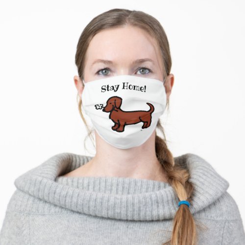 Red Smooth Dachshund Tiny flower Stay Home Adult Cloth Face Mask