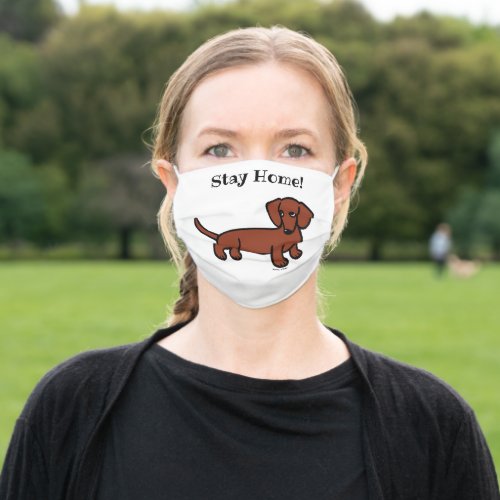 Red Smooth Haired Dachshund 2 Adult Cloth Face Mask