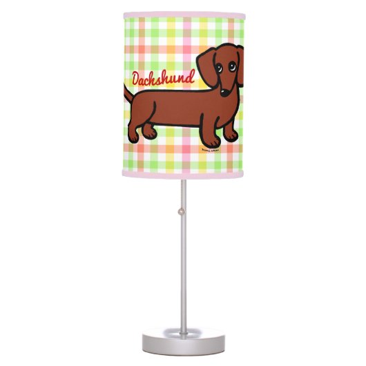 Red Smooth Haired Dachshund 2 Table Lamp (Front)