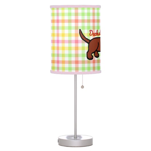 Red Smooth Haired Dachshund 2 Table Lamp (Left)