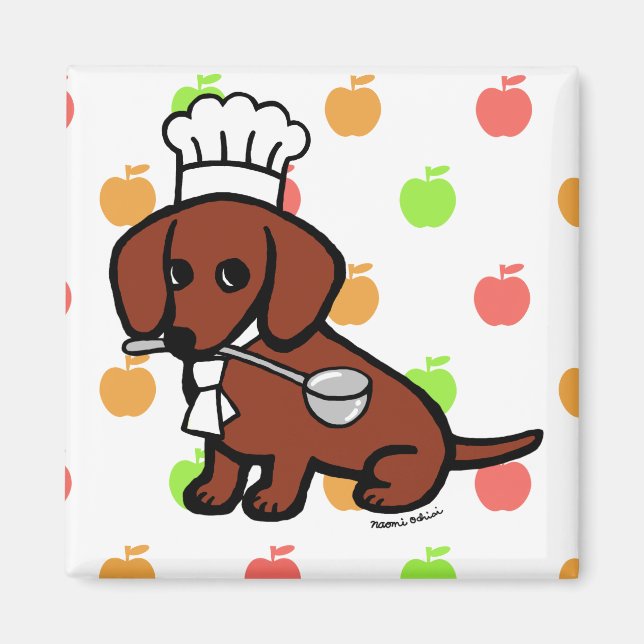 Red Smooth Haired Dachshund Chef Magnet (Front)
