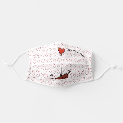 Red Smooth Haired Dachshund Heart Adult Cloth Face Mask