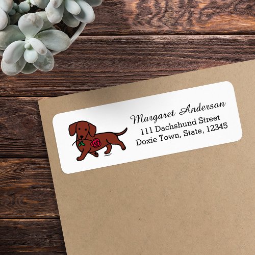 Red Smooth Haired Dachshund Rose Label