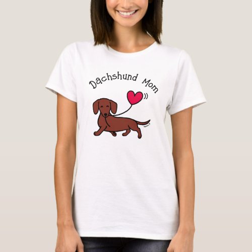 Red Smooth Haired Dachshund Smiling Heart T_Shirt