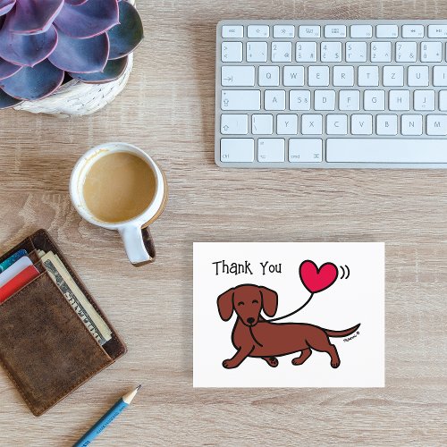 Red Smooth Haired Dachshund Smiling Thank You Postcard