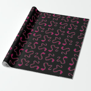 Red snake hand drawn illustration seamless pattern wrapping paper