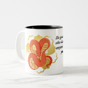 Red Snake on a Golden Flower” China Dragon Two-Tone Coffee Mug