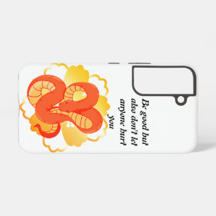 Red Snake on a Golden Flower” Unique & Luxurious Samsung Galaxy S22 Case