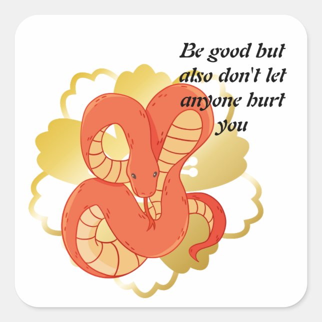 Red Snake on a Golden Flower” | Unique & Luxurious Square Sticker (Front)