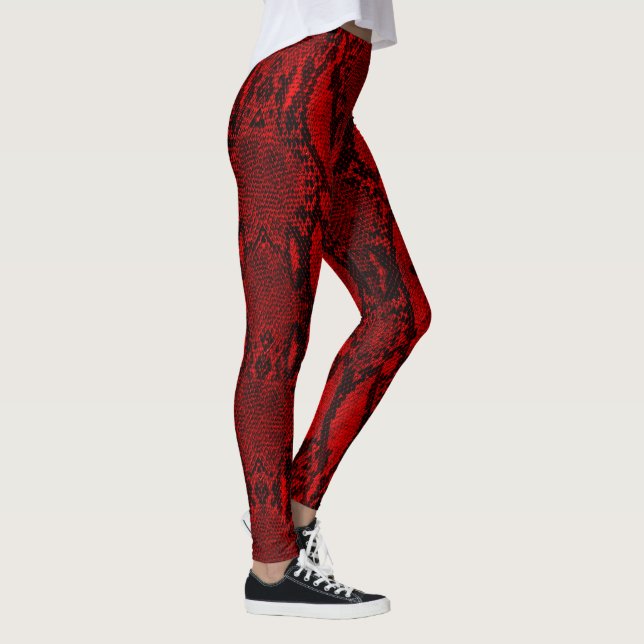 Red Snake Skin Print New Leggings (Right)