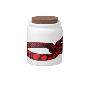 Red Snake With Hearts Candy Jar