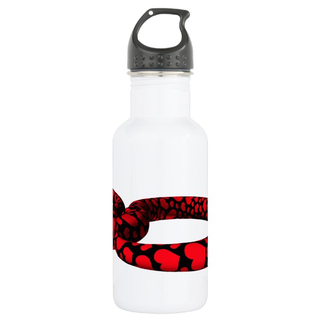 Red Snake With Hearts Water Bottle (Front)