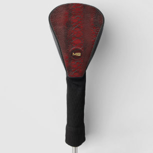 Red Snakeskin Leather Print Embossed Monogram Golf Head Cover
