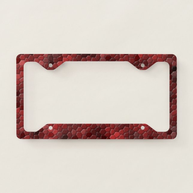 Red Snakeskin Pattern License Plate Frame (Front)