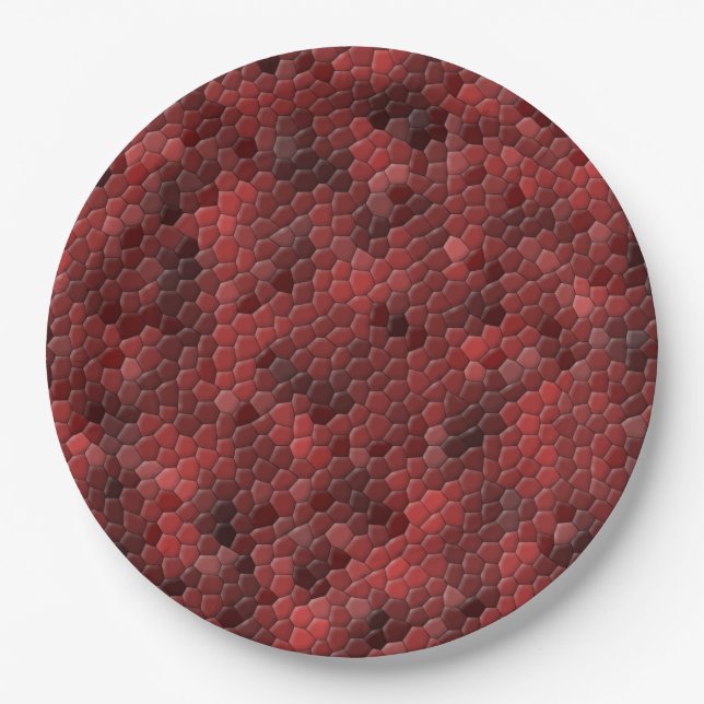 Red Snakeskin Scales Pattern Paper Plates (Front)