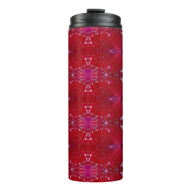 Red Snapdragon Ikat Also Thermal Tumbler (Front)