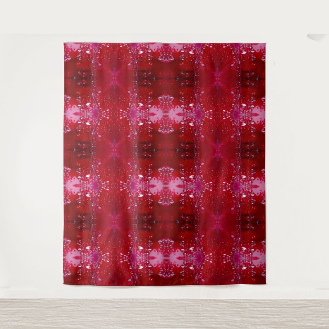 Red Snapdragon Ikat Tapestry (Front)