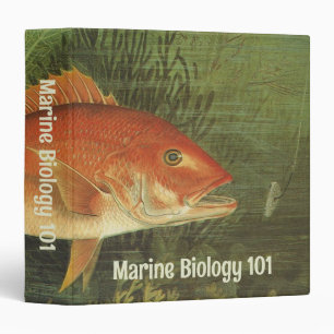 Red Snapper Fish by Kilbourne, Vintage Marine Life 3 Ring Binder
