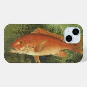 Red Snapper Fish by Kilbourne, Vintage Marine Life iPhone 15 Case