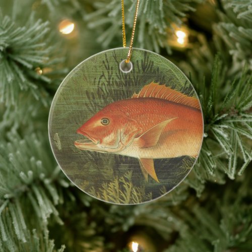 Red Snapper Fish in the Ocean Vintage Marine Life Ceramic Ornament