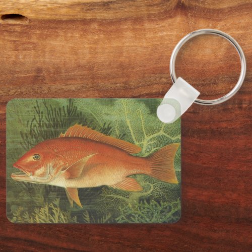 Red Snapper Fish in the Ocean Vintage Marine Life Keychain
