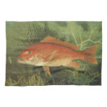 Red Snapper Fish in the Ocean, Vintage Marine Life Kitchen Towel