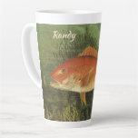 Red Snapper Fish in the Ocean, Vintage Marine Life Latte Mug