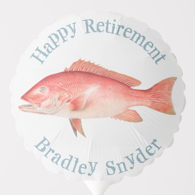 Red Snapper Fisherman's Retirement Party Balloon (Front)