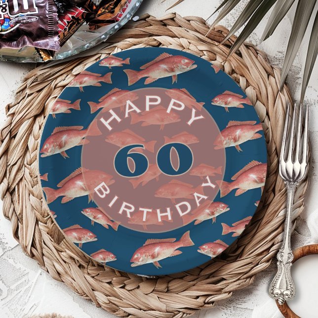 Red Snapper Happy Birthday Age Paper Plates (Creator Uploaded)