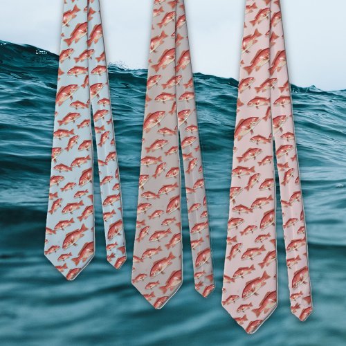 Red Snapper Saltwater Fish Pattern Neck Tie