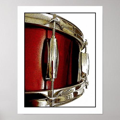 Red Snare Drum Print Drummer Musician Poster