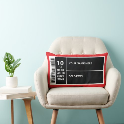 Red Sneaker Room Customizable Shoe Box Label 12 Lumbar Pillow