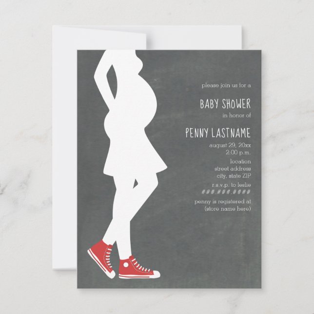 Red Sneakers Baby Bump Baby Shower Invitation (Front)