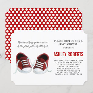 Red Sneakers Baby Shower Invitation, Boy or Girl Invitation